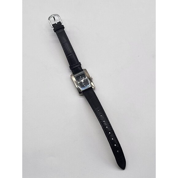 Carriage by Timex Silver Tone Rectangle Case Women's Watch Black Leather Band - Picture 8 of 10